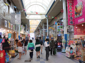 にぎわいが戻りつつある石垣市のユーグレナモール。コロナ再拡大で観光業界の今後が懸念される＝７日午後
